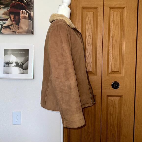 United Colors of Benetton Jacket Womens Medium Brown Sherpa Lined HAS FLAWS - Picture 2 of 12